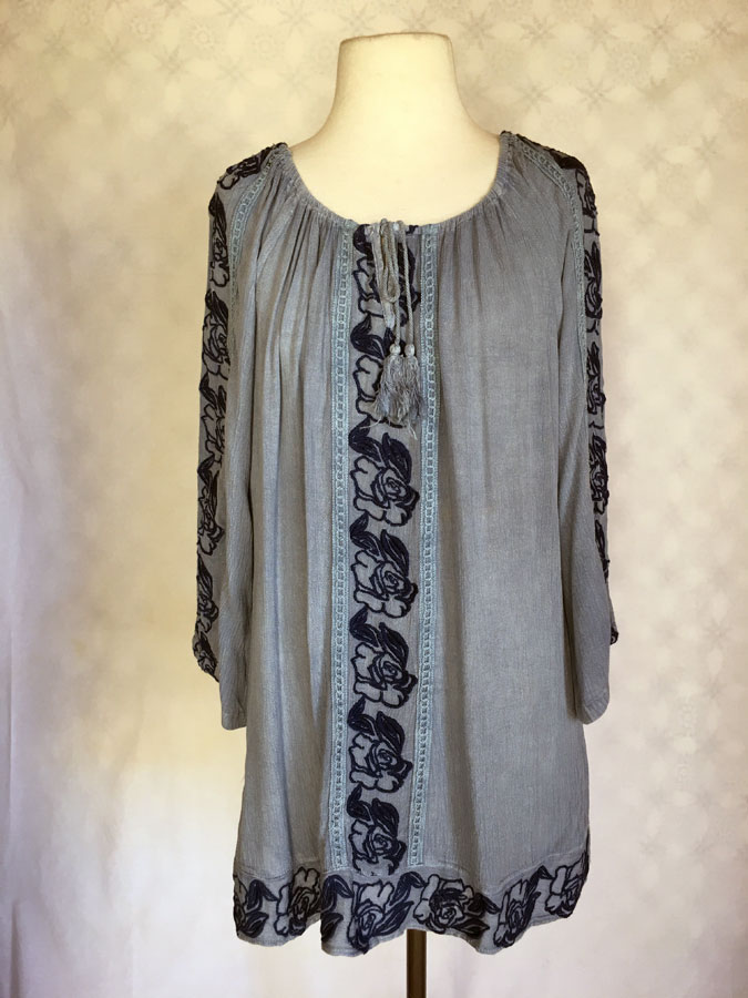 Blue Tunic with Navy Emb