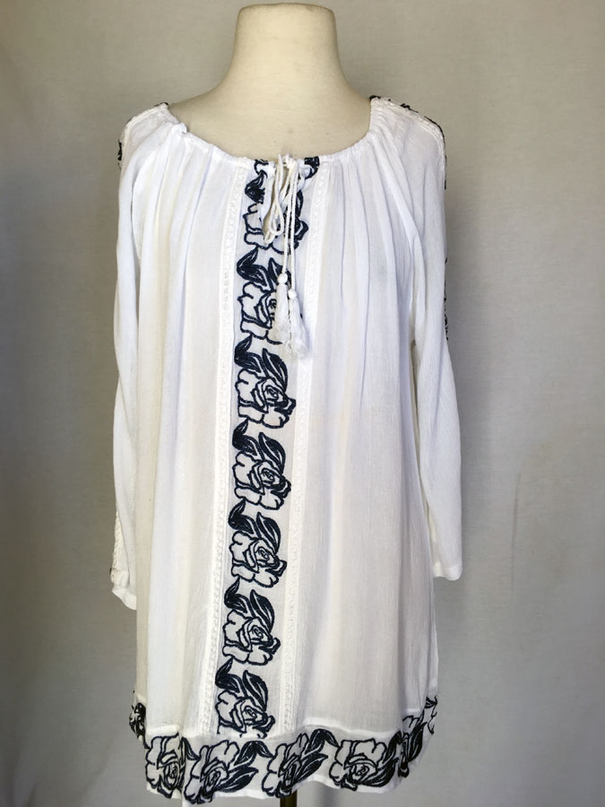 White Tunic with Navy Emb
