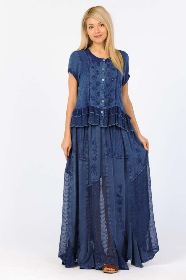 Copy of 100% Rayon- Skirt Denim Blue