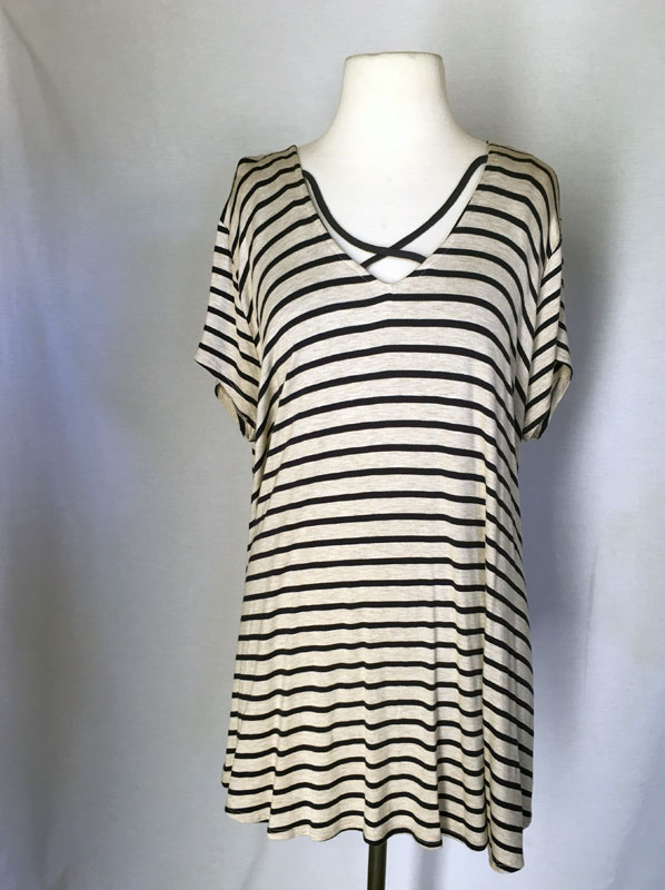 Ivory/Black Stripped Top