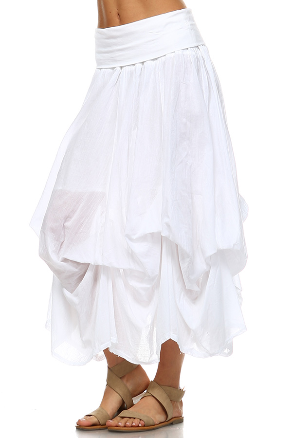 100% Cotton Bubble Skirt - White